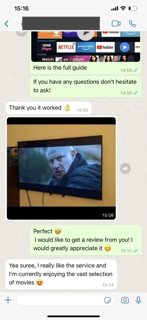 Real Iptvmiami customer chat satisfaction on WhatsApp 1