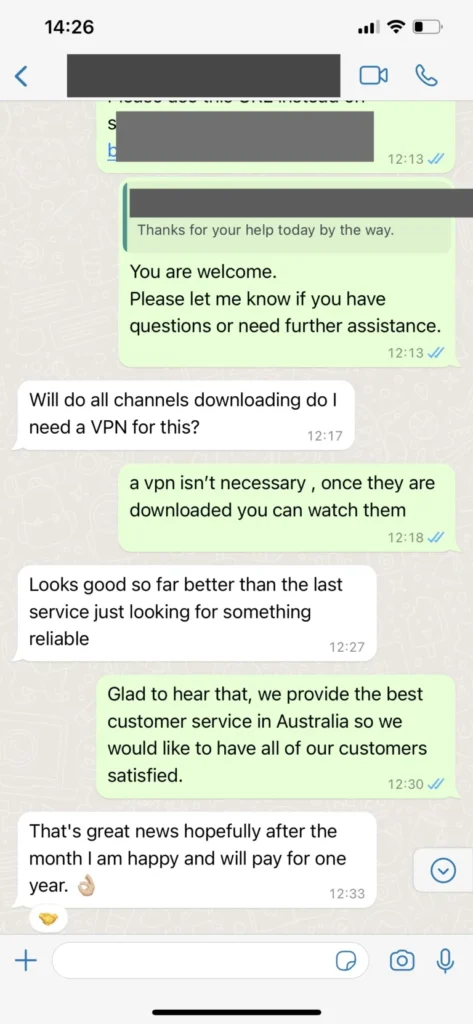 Real Iptvmiami customer chat satisfaction on WhatsApp 3